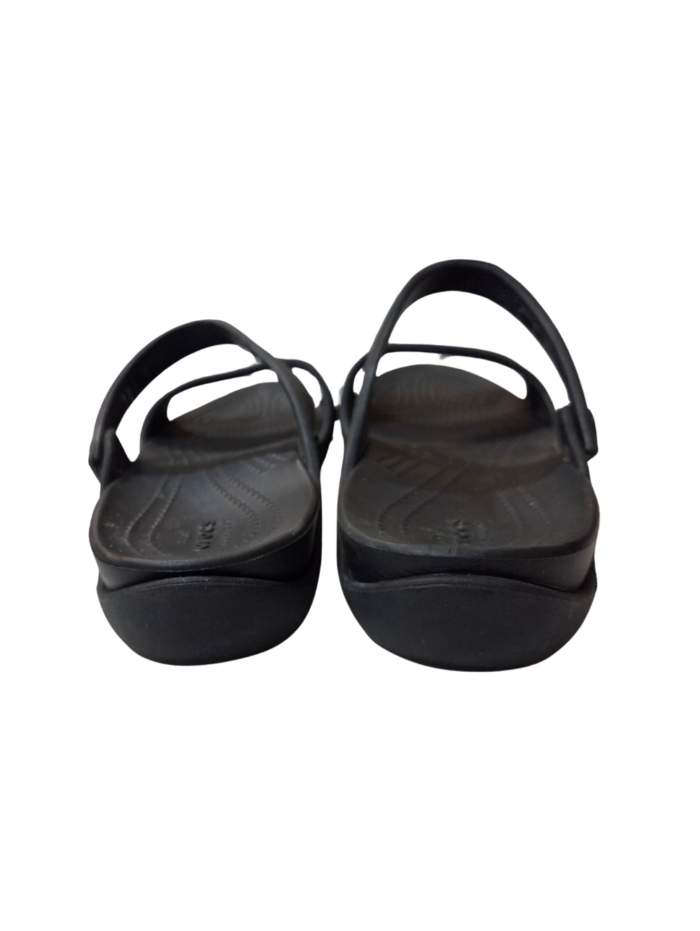 Crocs Womens 9 Cleo Slide Sandals Black Comfort Open Toe Waterproof Beach Travel - Picture 4 of 6